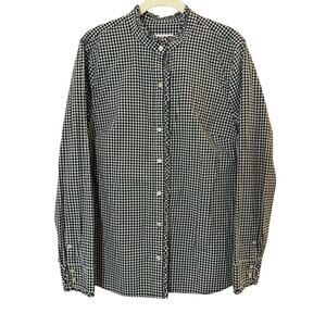 Vineyard Vines Black & White Gingham Ruffle Popover Women's Blouse Shirt sz. 16